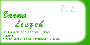 barna liszek business card